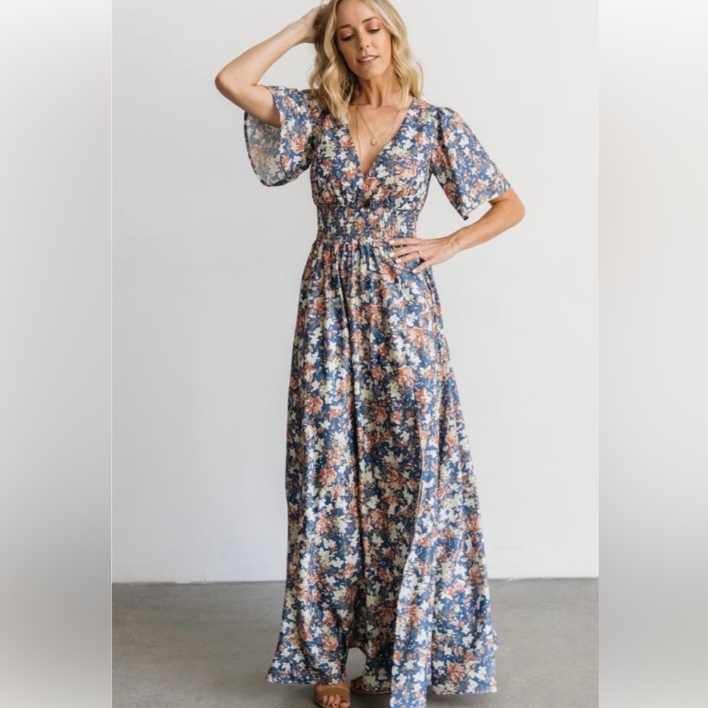 BALTIC BORN VERONA SMOCKED MAXI DRESS